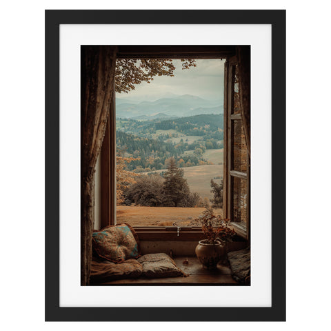 Vue depuis la fenêtre en bois.