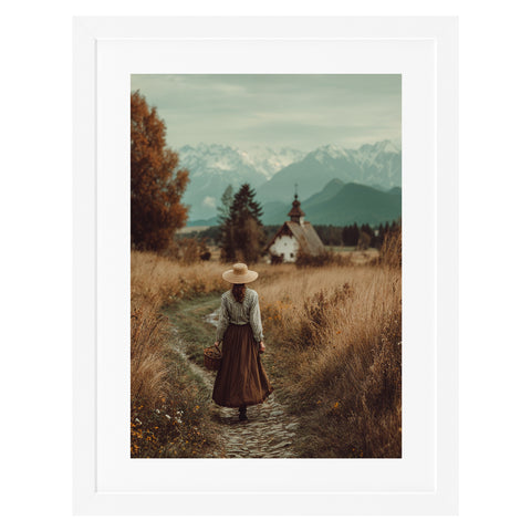 La femme et l'église de montagne