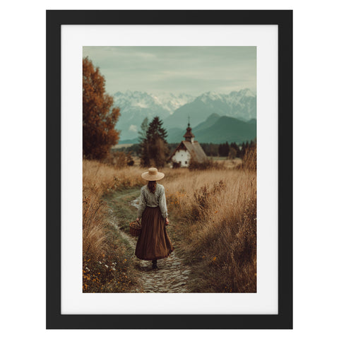 La femme et l'église de montagne