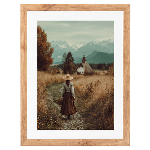 La femme et l'église de montagne