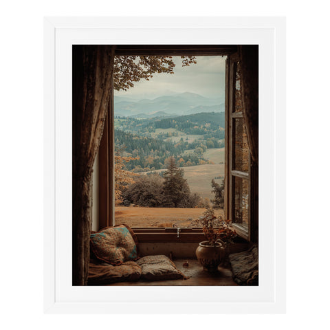 Vue depuis la fenêtre en bois.