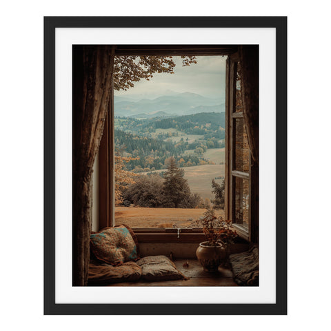 Vue depuis la fenêtre en bois.