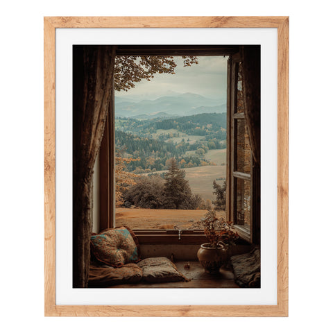 Vue depuis la fenêtre en bois.