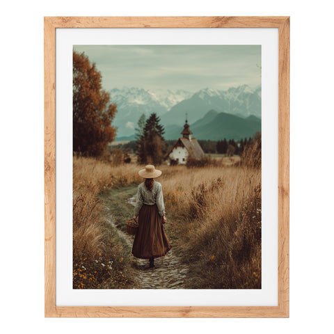 La femme et l'église de montagne