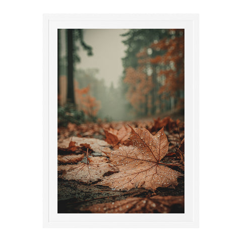 Feuille d'érable sous la pluie