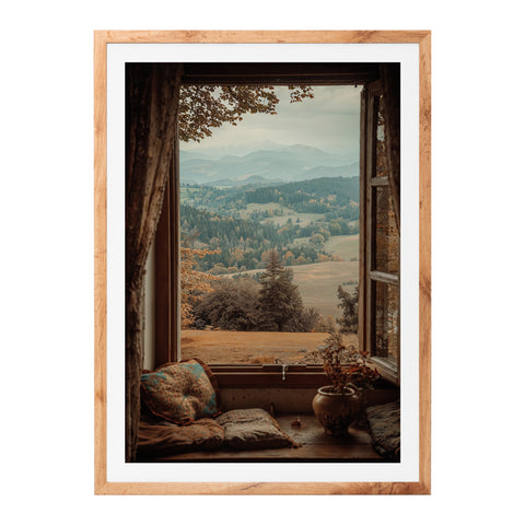 Vue depuis la fenêtre en bois.