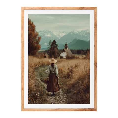 La femme et l'église de montagne